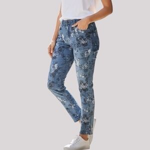 Tommy Hilfiger Blue Floral Denim Skinny Cropped Jeans